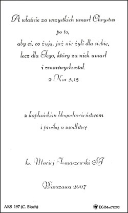 obrazek prymicyjny o. Macieja